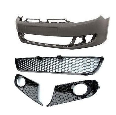 Fits VW Golf Mk6 2009-2012 Front Bumper Primed Complete With Grilles Honeycomb Style Standard Models - tradevehicleparts.co.uk