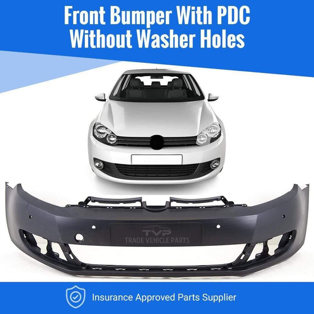 Fits VW Golf Mk6 2009­2012 Front Bumper Primed With Pdc No Washer Holes (Not For Estate Models) - image 2