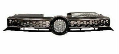 Fits VW Golf Mk6 2009-2013 Front Grille Main Centre Black & Chrome GTD Only  - tradevehicleparts.co.uk