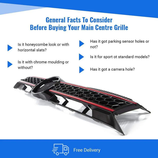 Fits VW Golf Mk6 2009-2013 Front Main Centre Grille Gti Only Black With Red Slats - image 4