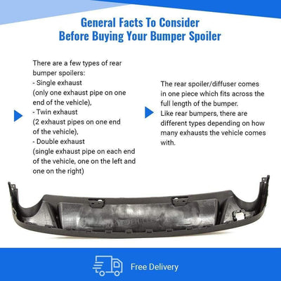 Fits Vw Golf Mk6 GTI/GTD 2009-2012 Rear Bumper Spoiler Diffuser Dual Exhaust Mat Black - tradevehicleparts.co.uk