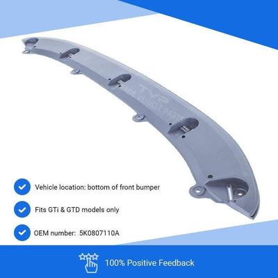 Fits VW Golf Mk6 Gti/Gtd 2009-2012 Front Bumper Spoiler Lower Lip Centre Not For Standard Models - tradevehicleparts.co.uk