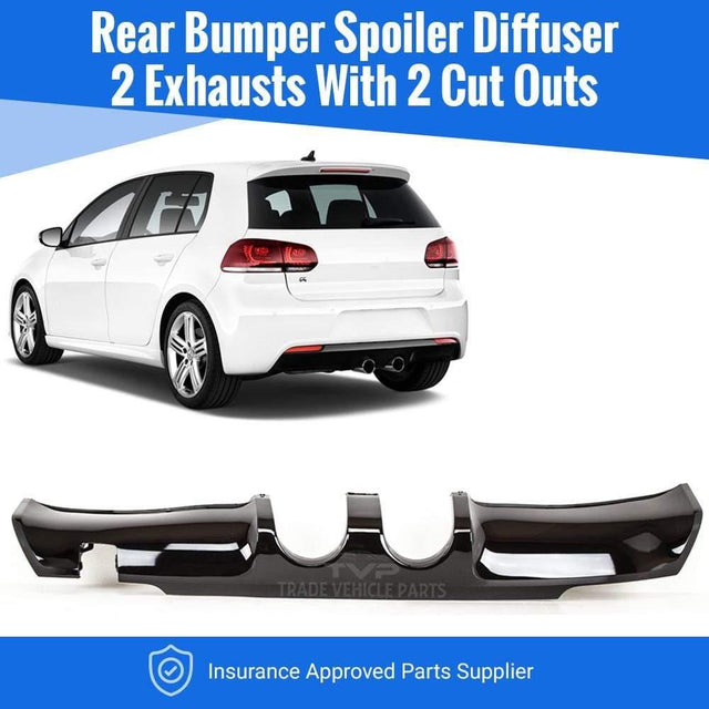 Fits VW Golf Mk6 R20 2009-2012 Rear Bumper Spoiler Diffuser Double Cut Out In Middle - image 2