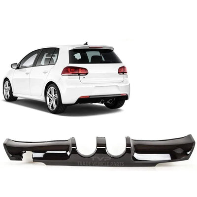 Fits VW Golf Mk6 R20 2009-2012 Rear Bumper Spoiler Diffuser Double Cut Out In Middle - tradevehicleparts.co.uk