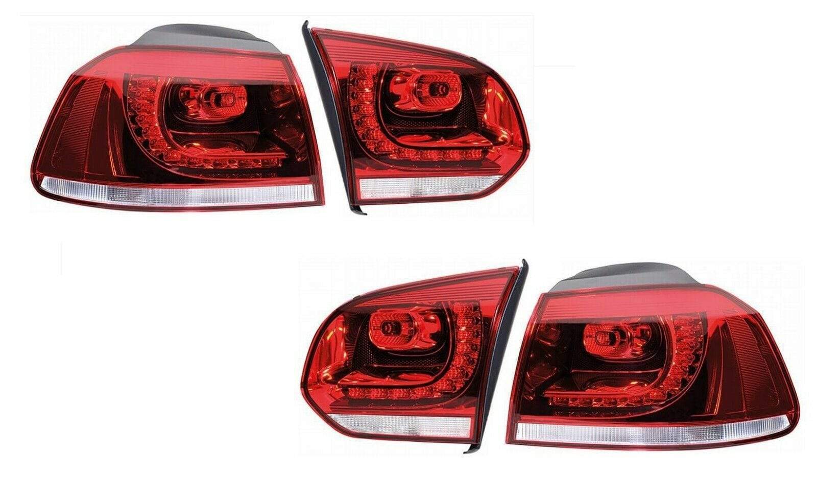 VW Golf Mk6 R20 2009-2012 Rear Light Lamp Red Inner & Outer Section Set Left & Right Side