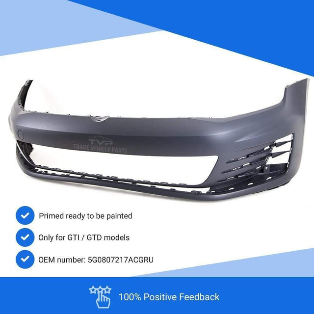 Fits VW Golf Mk7 2013-2017 Front Bumper Primed Gti / Gtd Models No Washer Or Sensor Holes - image 3