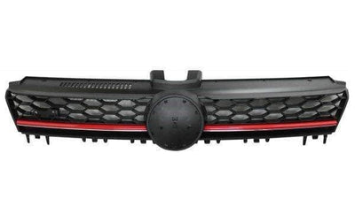 Fits VW Golf Mk7 2013- Front Main Centre Grille Gti Black With Red Slats - tradevehicleparts.co.uk