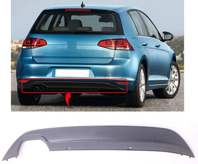 Fits VW Golf Mk7 2013- Rear Bumper Spoiler Twin Exhaust Pipes Mat Black - tradevehicleparts.co.uk