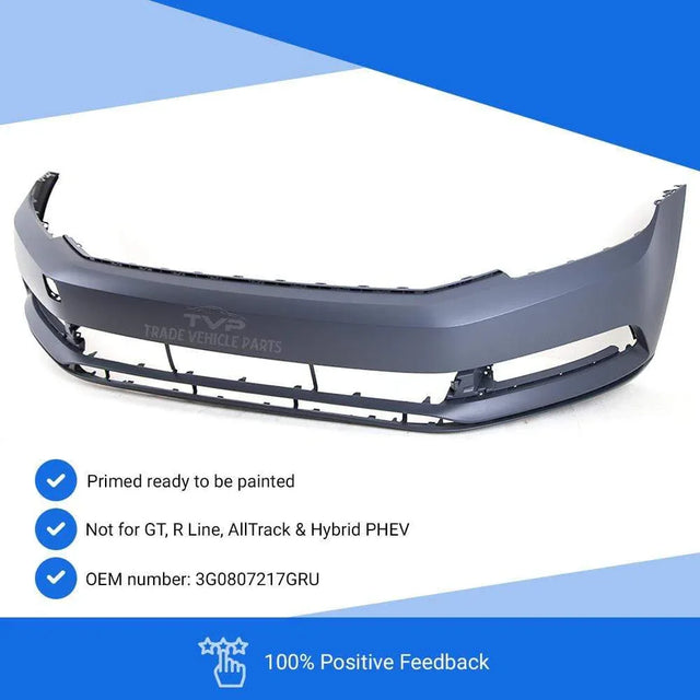 Fits VW Passat 2015- Front Bumper Primed No Pdc Or Washer Hole - image 3