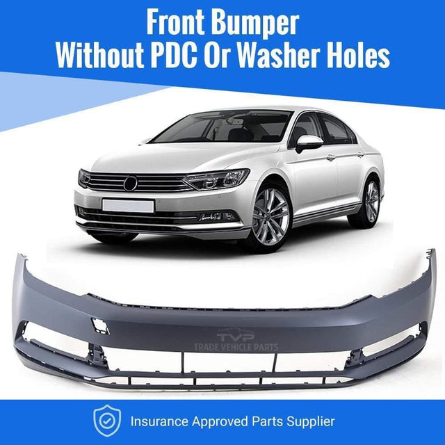 Fits VW Passat 2015- Front Bumper Primed No Pdc Or Washer Hole - image 2