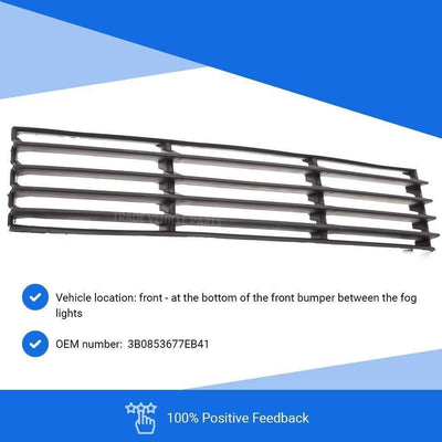 Fits VW Passat B5.5 2000-2005 Front Centre Bumper Grille Mat-Black - tradevehicleparts.co.uk