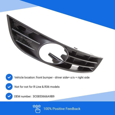 Fits VW Passat B6 2005-2010 Driver Side Front Bumper Fog Grille With Fog Hole - tradevehicleparts.co.uk