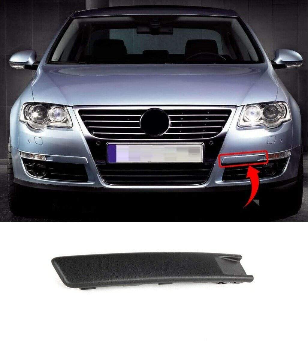 VW Passat B6 2005-2010 Front Bumper Moulding Black Textured Passenger Side