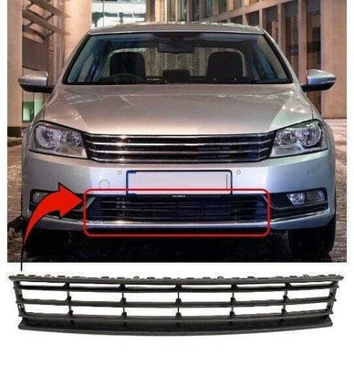 Fits VW Passat B7 2011-2014 Front Bumper Grille Lower Centre Black - tradevehicleparts.co.uk