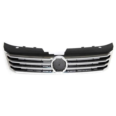 Fits VW Passat B7 2011-2014 Front Top Grille With Silver & Chrome Moulding - tradevehicleparts.co.uk