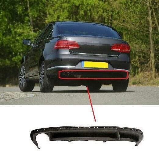 VW Passat B7 2011-2014 Rear Bumper Spoiler Diffuser 2 Exhausts With 1 Cut Out