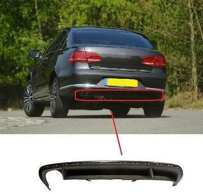 Fits VW Passat B7 2011-2014 Rear Bumper Spoiler Diffuser 2 Exhausts With 1 Cut Out - tradevehicleparts.co.uk
