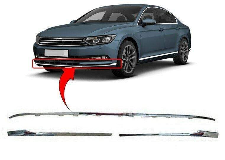VW Passat B8 2015-2019 Front Bumper Mouldings Chrome Set Of 3 Pieces Only For Gt Models