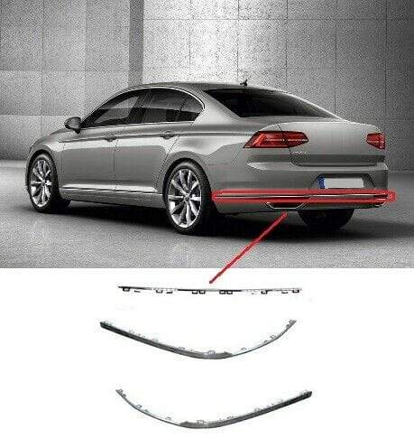 VW Passat B8 2015- Rear Bumper Mouldings Chrome Set Of 3 Pices