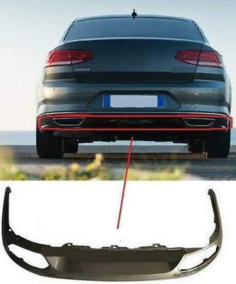Fits VW Passat B8 2015- Saloon Rear Bumper Spoiler Diffuser 1 Exhausts With 2 Cut Out - tradevehicleparts.co.uk