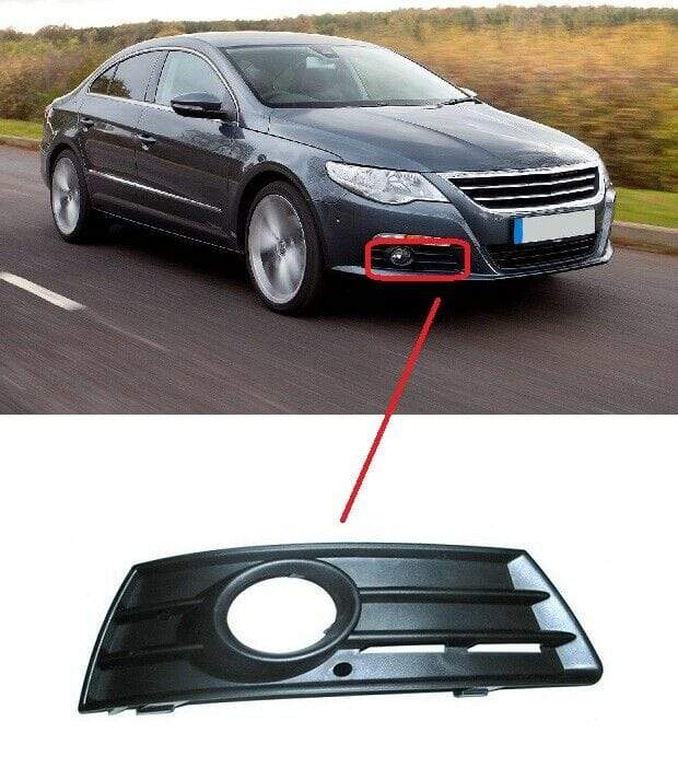 VW Passat Cc 2008-2012 Front Bumper Fog Grille Black W/Fog Lamp Hole Driver Side