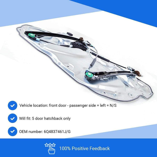 Fits VW Polo 2000-2009 Front Electric Window Regulator W/ Panel W/O Motor Passenger Side - image 3