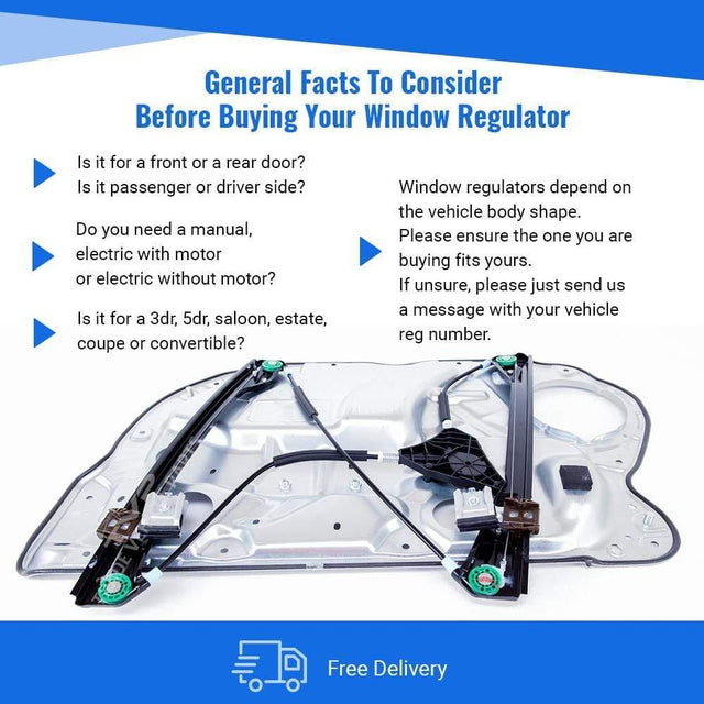 Fits VW Polo 2000-2009 Front Electric Window Regulator W/ Panel W/O Motor Passenger Side - image 5