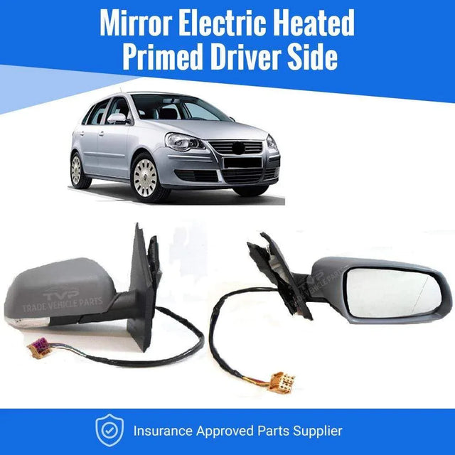 Fits VW Polo 2005-2009 Door Wing Mirror Electric Heated Primed Driver Side - image 2