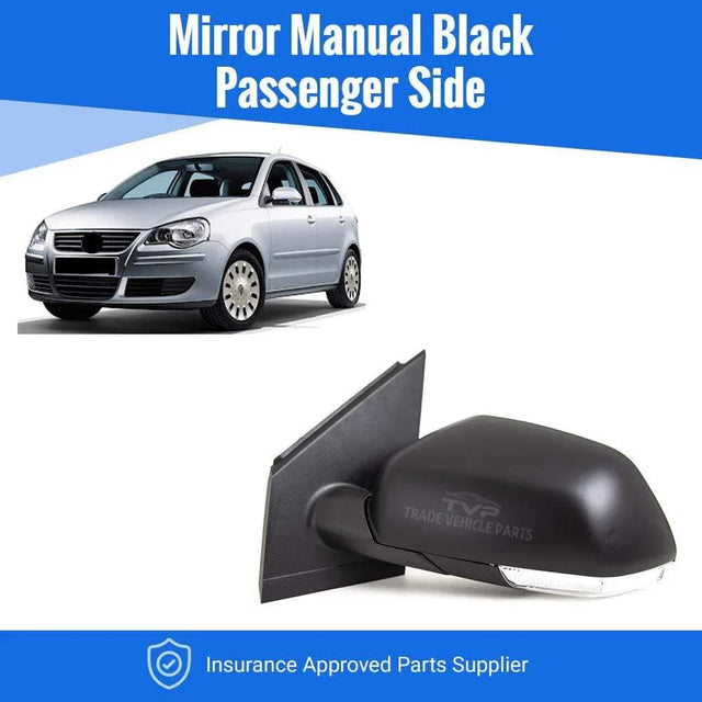 Fits VW Polo 2005-2009 Door Wing Mirror Manual With Indicator Black Passenger Side - image 2