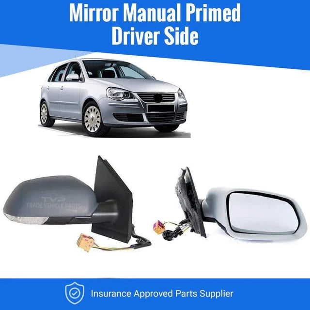 Fits VW Polo 2005-2009 Door Wing Mirror Manual Primed Driver Side - image 2