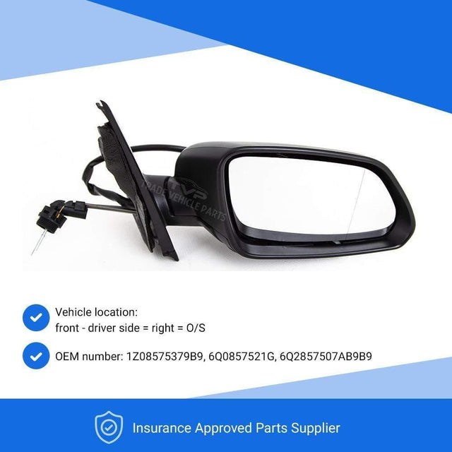 Fits VW Polo 2005-2009 Door Wing Mirror Manual With Indicator Black Driver Side - image 3