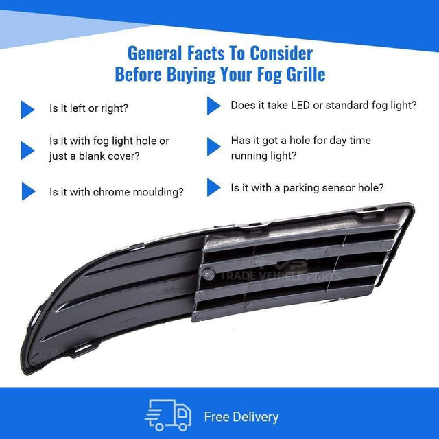 Fits VW Polo 2005-2009 Front Bumper Fog Light Grille Cover Trim Right Driver Side - image 5