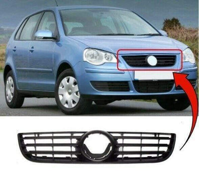 Fits VW Polo 2005-2009 Front Main Centre Grille Black - tradevehicleparts.co.uk
