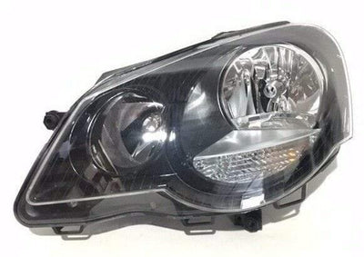 Fits VW Polo Hatchback 2005-2009 Headlamp Headlight Black Passenger Side - tradevehicleparts.co.uk