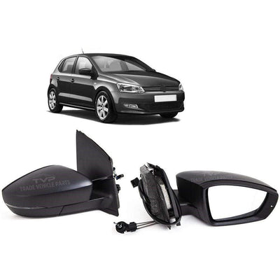 Fits VW Polo 2009-2014 Door Wing Mirror Manual Textured Black Driver Side - tradevehicleparts.co.uk