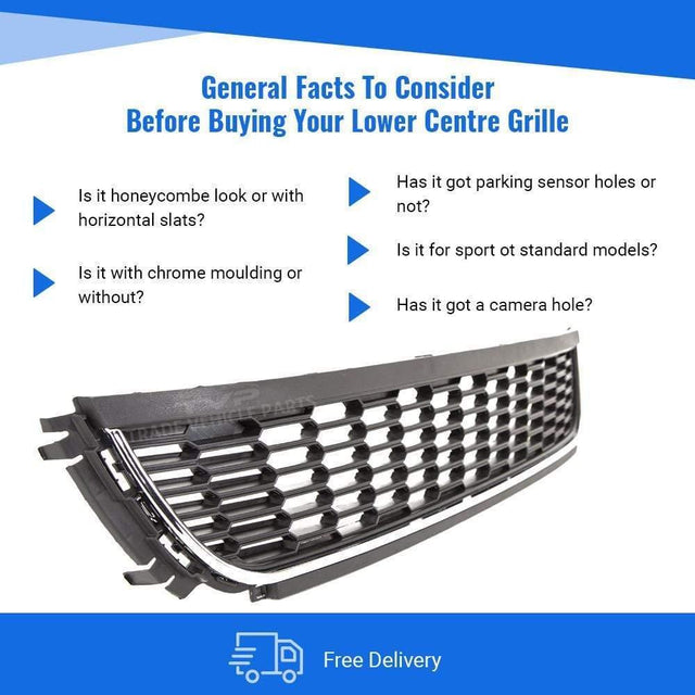 Fits VW Polo 2009-2014 Front Bumper Grille Centre Lower With Chrome Moulding Trim - image 5