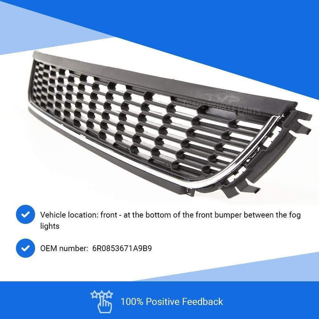 Fits VW Polo 2009-2014 Front Bumper Grille Centre Lower With Chrome Moulding Trim - image 3