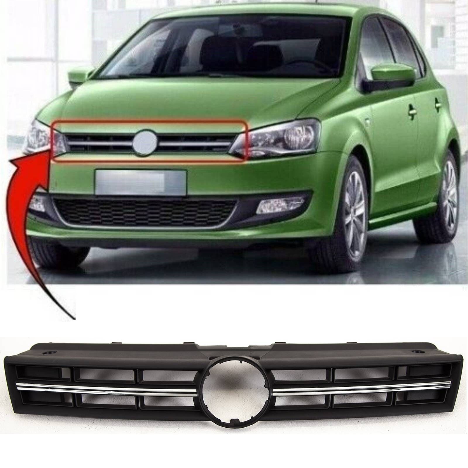 VW Polo 2009-2014 Front Main Grille With Chrome Moulding 