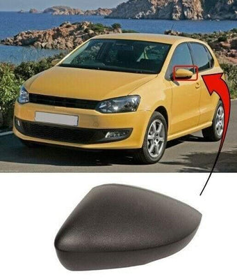 Fits VW Polo 2009-2016 Door Wing Mirror Cover Black Passenger Side - tradevehicleparts.co.uk