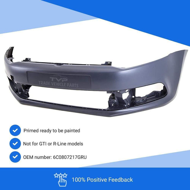 Fits VW Polo 2014-2017 Front Bumper Primed No Pdc Or Washer Hole - image 3