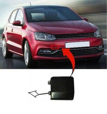 Fits VW Polo 2014-2017 Front Bumper Towing Eye Cover (Mat Black) - tradevehicleparts.co.uk