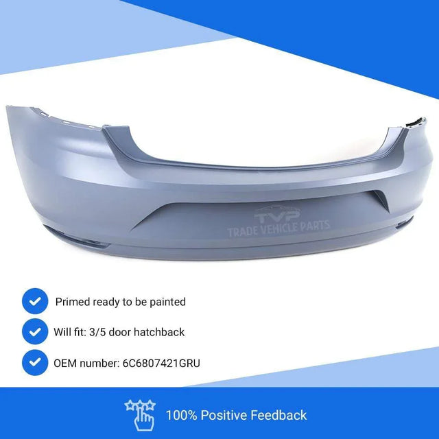 Fits VW Polo 2014-2017 Rear Bumper Primed Gray No Pdc Holes No Exhaust Cut Out - image 3