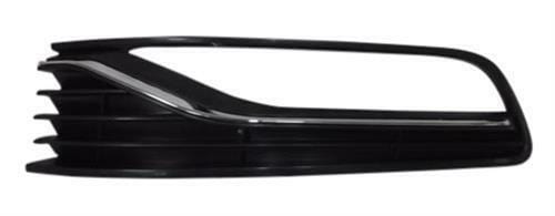 VW Polo 2014- Front Bumper Fog Grille Mat Black With Fog Hole & Chrome Moulding Left Side