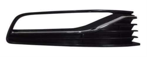 VW Polo 2014- Front Bumper Fog Grille Mat Black With Fog Hole W/Chrome Moulding Right Side