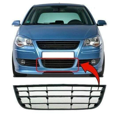 Fits VW Polo 9N 2005-2009 Front Bumper Grille Mat Black - tradevehicleparts.co.uk