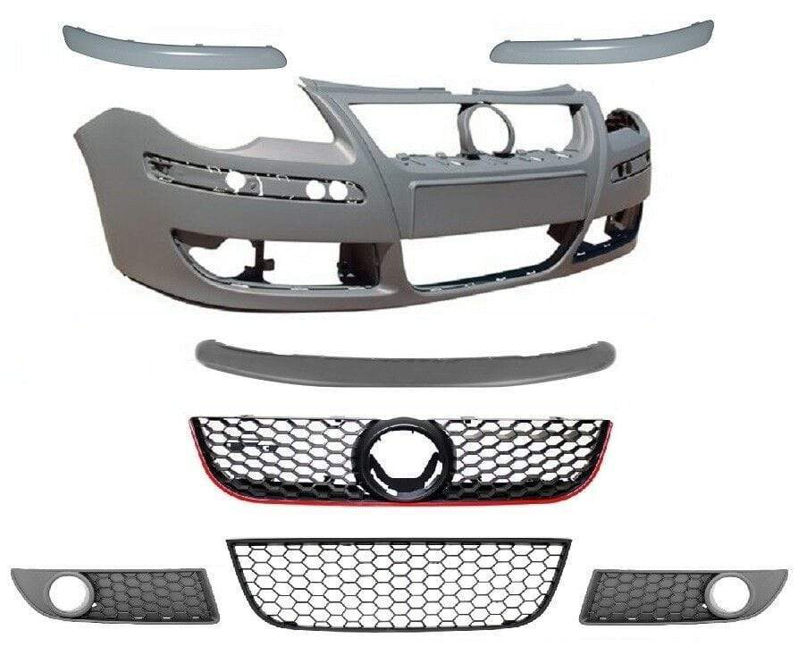 VW Polo Gti 2005-2009 Front Bumper Primed No Washer Holes Complete With Honeycomb Grilles & Mouldings
