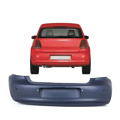 Fits VW Polo Hatchback 2009-2014 Rear Bumper Primed With Sensor Holes - tradevehicleparts.co.uk