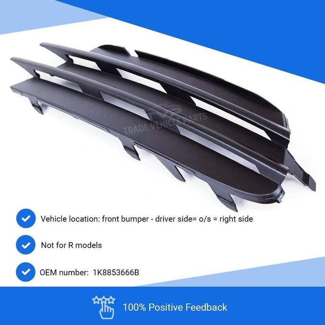 Fits VW Scirocco 2008-2014 Front Bumper Fog Grille Black Driver Side - image 2