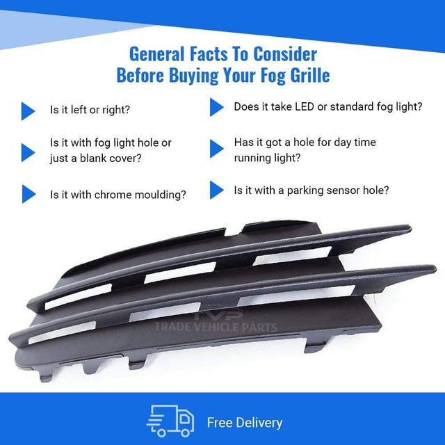 Fits VW Scirocco 2008-2014 Front Bumper Fog Grille Black Driver Side - image 4