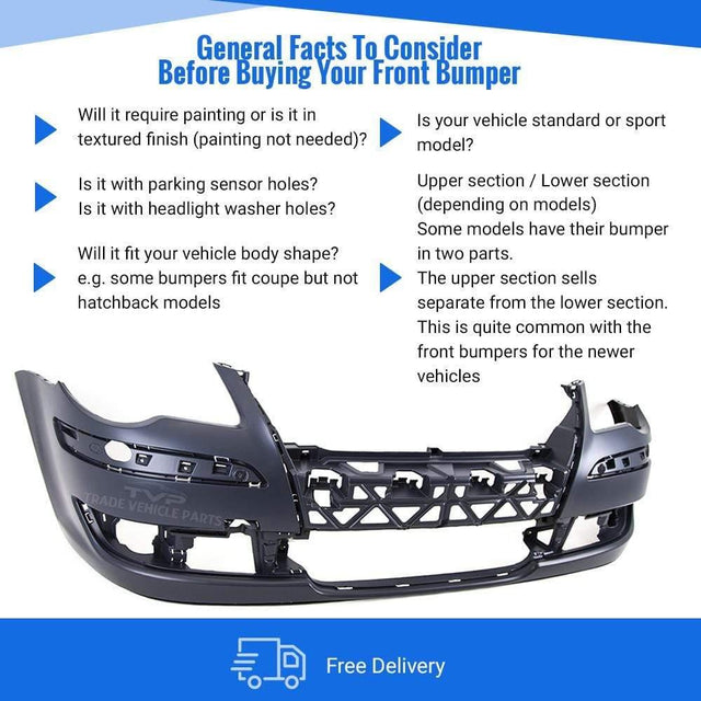 Fits VW Touran 2007-2010 Front Bumper Primed No Washer/Sensor Hole  - image 3